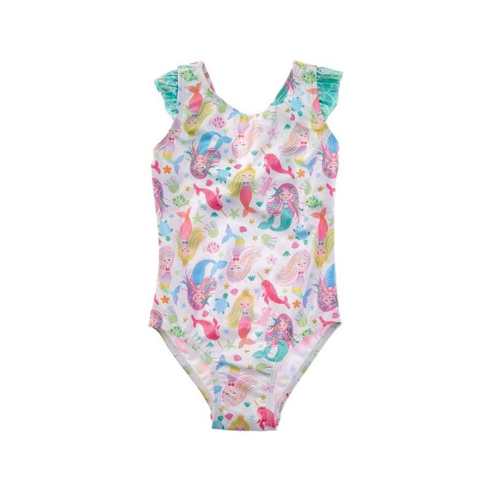 Flap Happy Girls  One Piece Mermaid Bliss Swimsuit, Blue